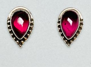 Pendientes de granate rodolita en plata ley 925