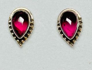Pendientes de granate rodolita en plata ley 925