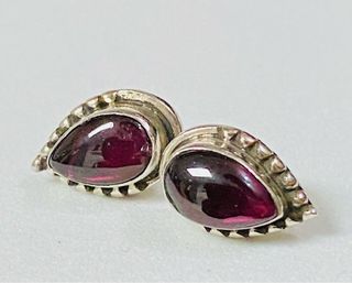 Pendientes de granate rodolita en plata ley 925