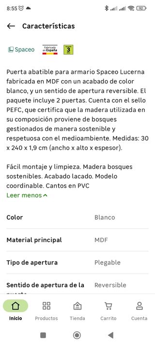 PUERTA SPACEO LUCERNA 240*30