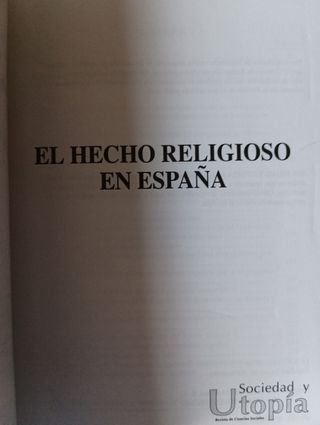 Sociedad y Utopía n*8. Hecho Religioso
