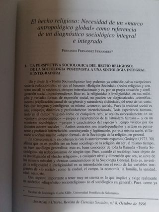 Sociedad y Utopía n*8. Hecho Religioso