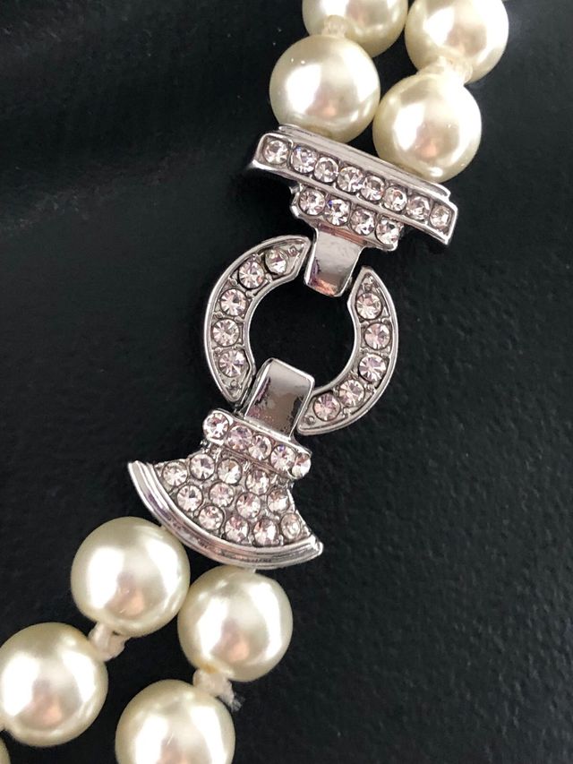 Collana 2 fili perle con chiusura gioiello