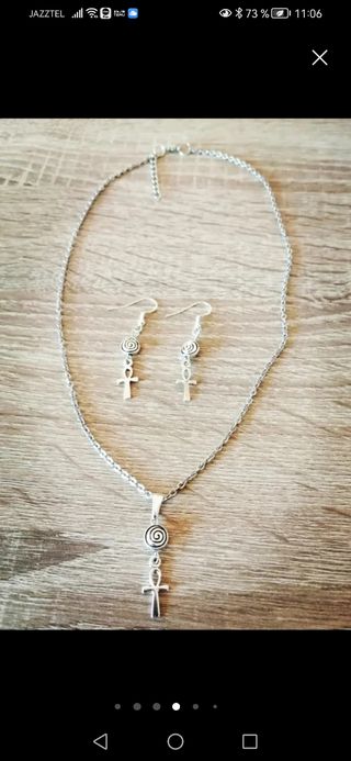 Conjunto de cruz egigcia con espirales