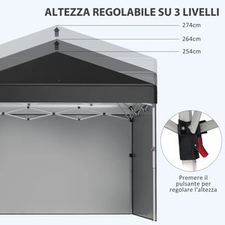 Gazebo da Giardino Pieghevole ad Altezza Regolabil