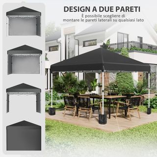 Gazebo da Giardino Pieghevole ad Altezza Regolabil