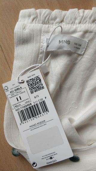 Mono blanco Mango niña,146cm