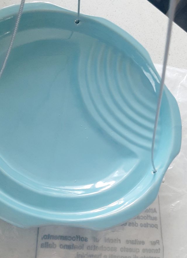 Precioso bebedero para aves Gres azul+ACERO