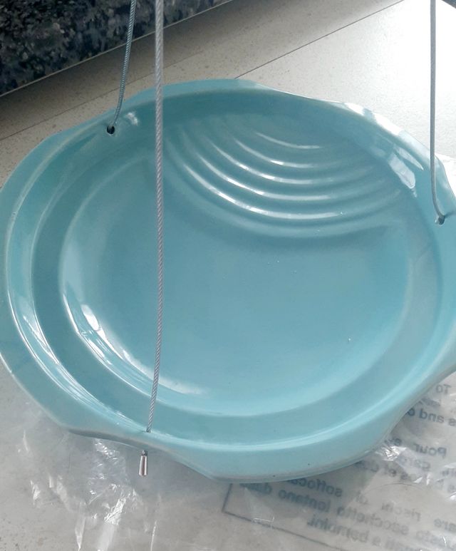 Precioso bebedero para aves Gres azul+ACERO