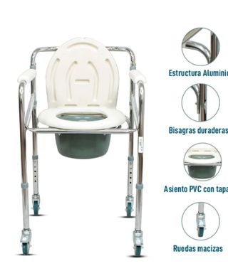 Silla Inodoro Plegable con Ruedas