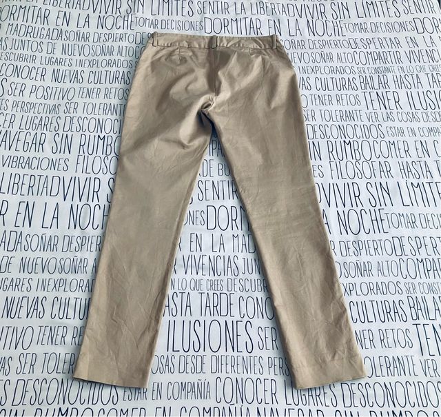 Pantalon Beige Ajustado Pitillo Talla 38 Sfera M