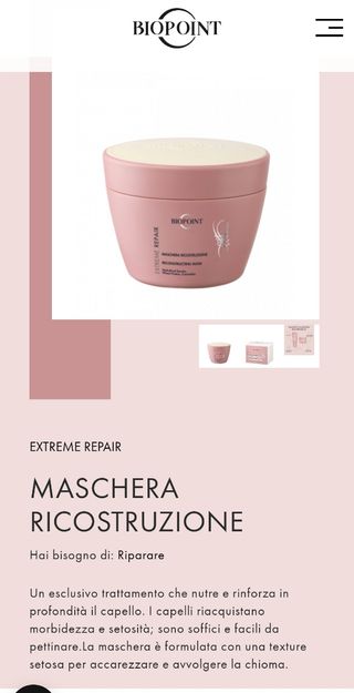 Maschera Ricostruzione capelli Biopoint
