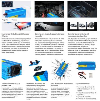 Inversor de corriente 12V - 220V - 1000W