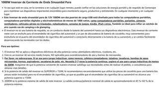 Inversor de corriente 12V - 220V - 1000W
