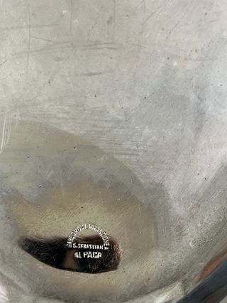 Bandeja antigua de alpaca para pescado