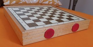 Gioco dama con cornice in legno