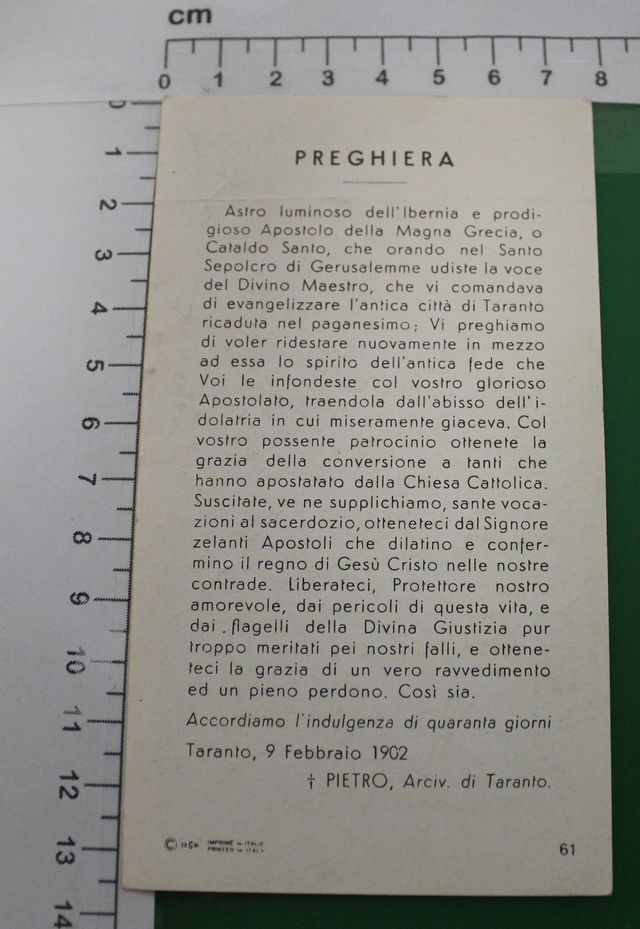 Santino Holy Card "S. Cataldo" - 61