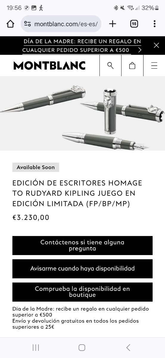 Set Montblanc Rudyard Kipling Nuevo