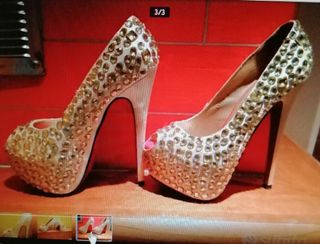 scarpa decollete'con strass mis 36 tacco altissimo