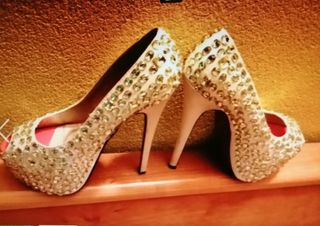 scarpa decollete'con strass mis 36 tacco altissimo