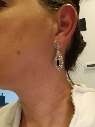 Orecchini pendenti argento e onice nero