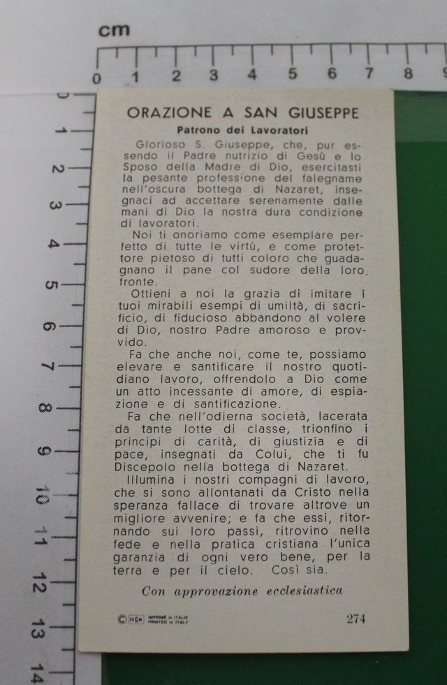 Santino Holy Card "S. Giuseppe Patrono" - 274