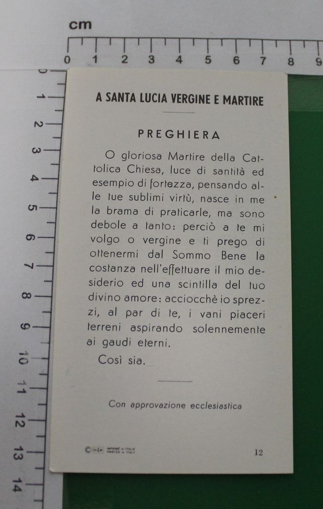 Santino Holy Card "S. Lucia V. M." - 12