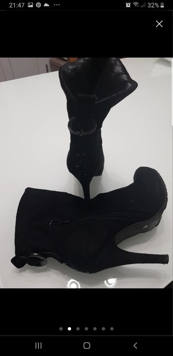 STIVALETTO  TRONCHETTO NERO CON TACCO .