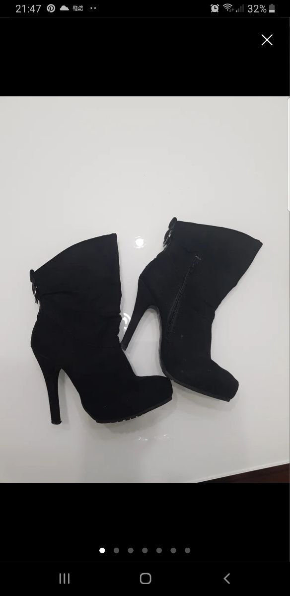 STIVALETTO  TRONCHETTO NERO CON TACCO .