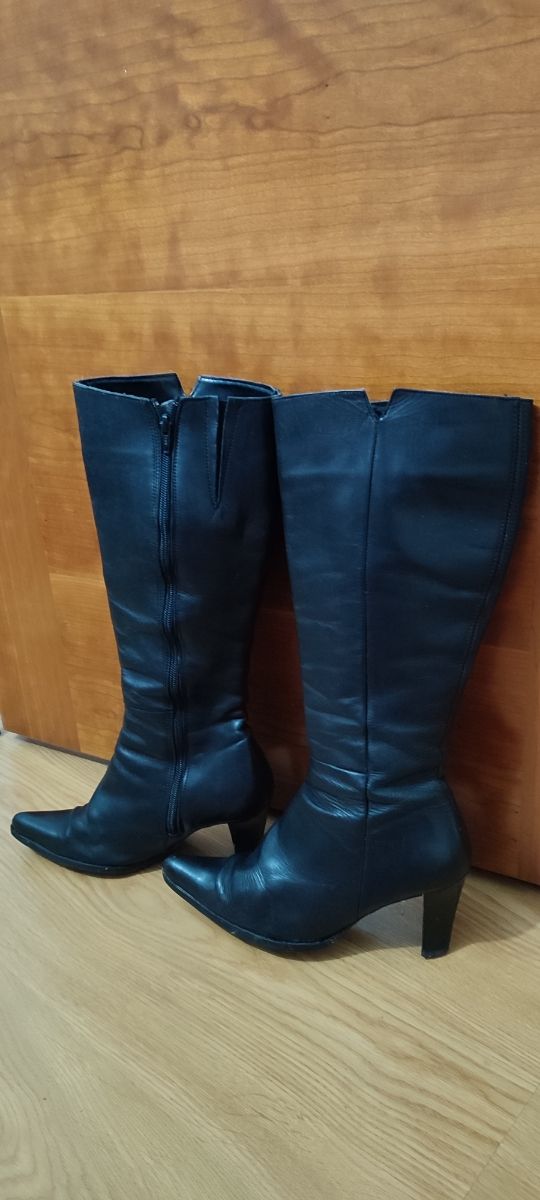 Botas de caña alta, piel , color negro