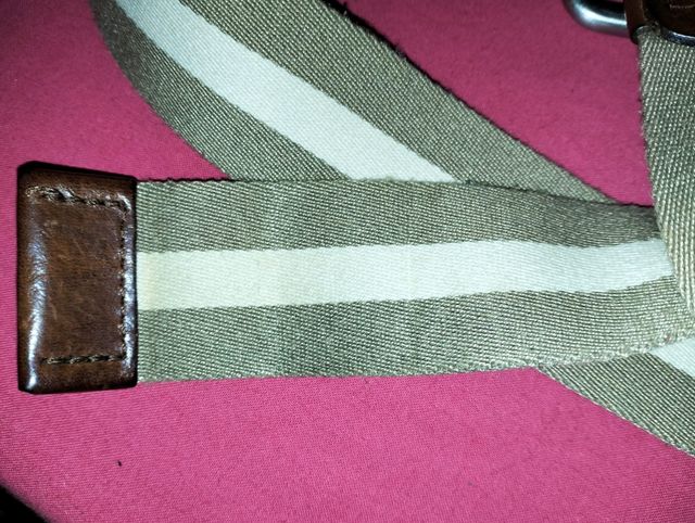 Cintura pelle/tessuto bianco/ecrú