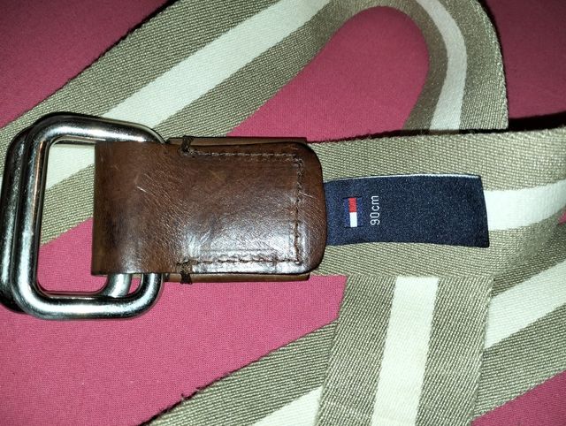 Cintura pelle/tessuto bianco/ecrú