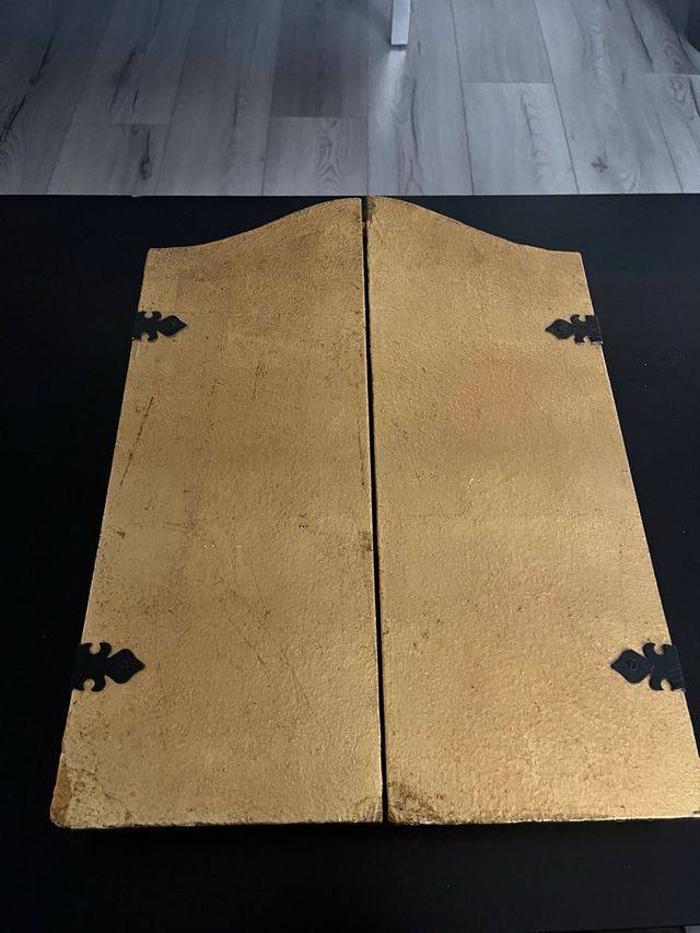 Retablo cuadro tríptico madera dorado santos