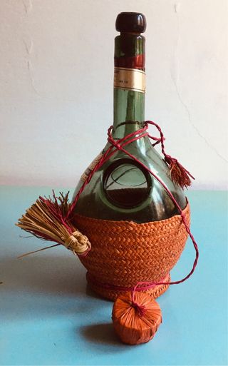 🍇Fiaschetta vintage vetro vimini