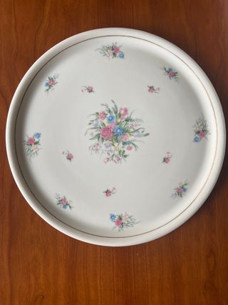 BANDEJA TARTERA PORCELANA FRANCESA ANTIGUA