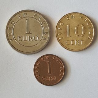 Lote de 3 monedas de euro en pruebas