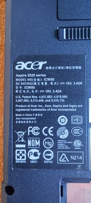 ORDENADOR PORTÁTIL ACER ASPIRE 5520