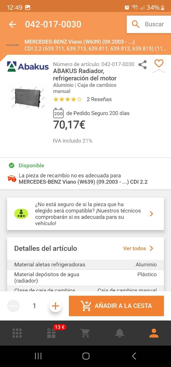 Radiador para los coches Renault