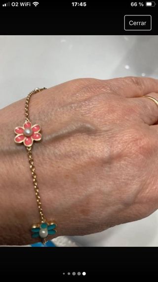 pulsera, plata dorada y esmaltes