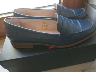 Mocasines piel azul