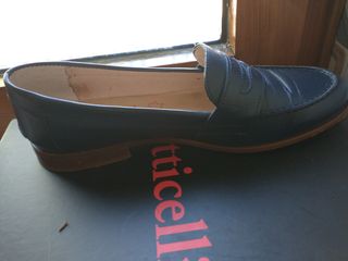 Mocasines piel azul