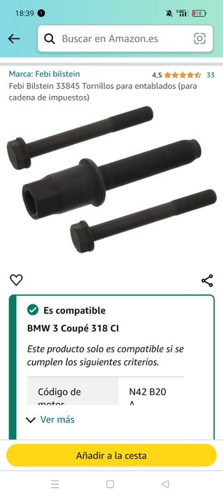 Perno Febi 33845 bmw cadena de distribución 318