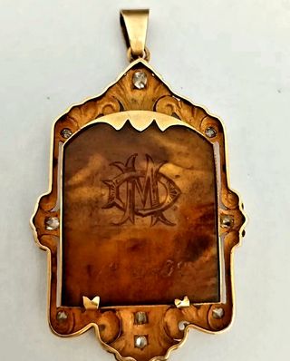 Antigua Medalla Colgante Inmaculada Oro Diamantes