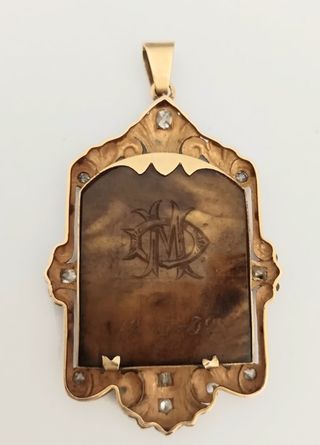 Antigua Medalla Colgante Inmaculada Oro Diamantes