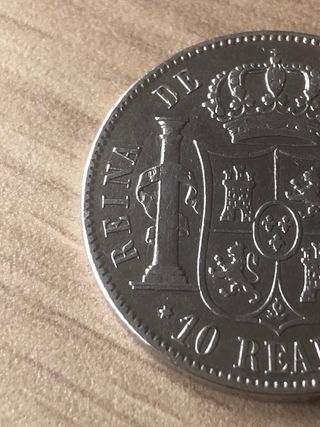 Moneda 10 reales 1864 madrid.