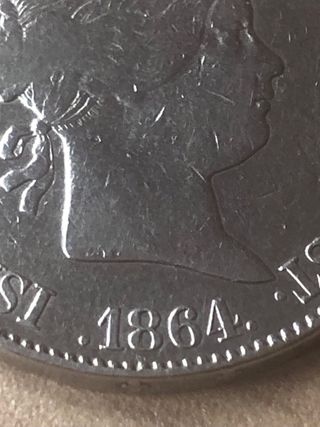 Moneda 10 reales 1864 madrid.