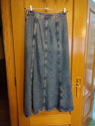 Falda larga Denim de Zara TallaM