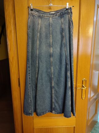 Falda larga Denim de Zara TallaM