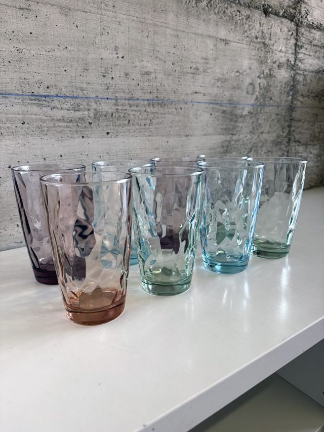 Set di 8 Bicchieri in Vetro Colorato