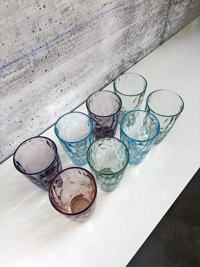 Set di 8 Bicchieri in Vetro Colorato